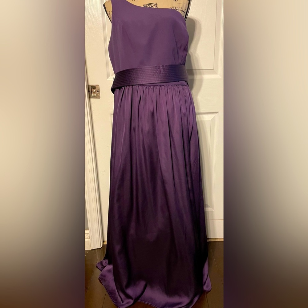 Long Plum One shoulder Bridesmaids Dress